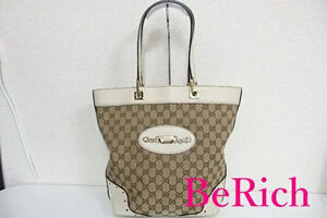 Gucci Tote Bag GG Canvas Beige Ivory White Leather Handbag